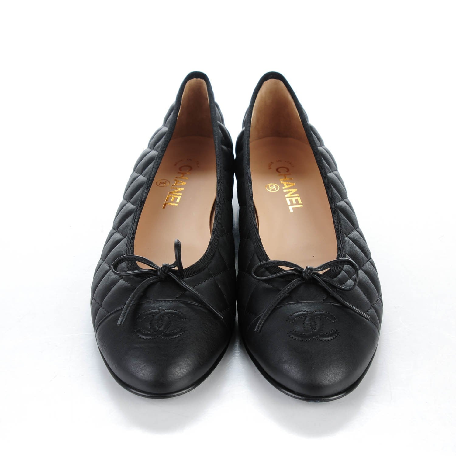 Chanel Aged Calfskin Quilted CC Cap Toe Ballerina Flats 42 Black 2 of 9