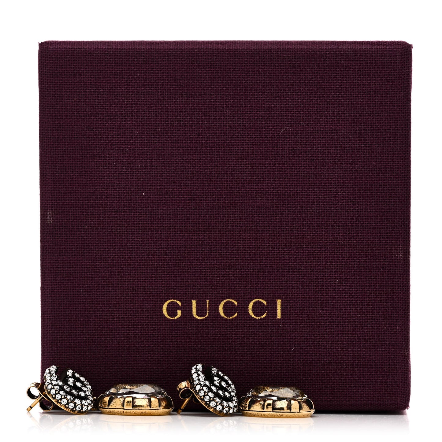 Metal Crystal Double G Drop Earrings Aged Gold
