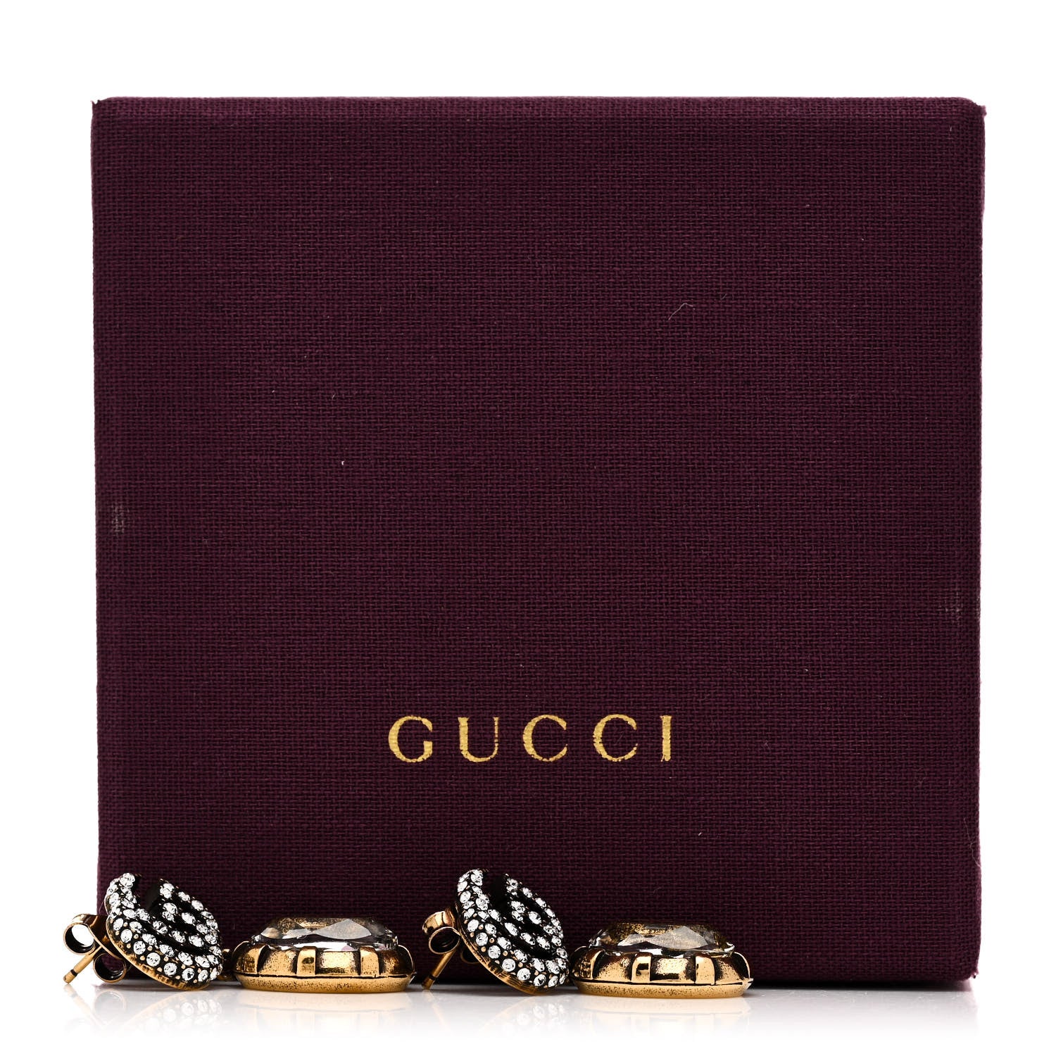 Gucci Metal Crystal Double G Drop Earrings Aged Gold 5 of 5