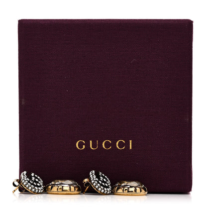 Gucci Metal Crystal Double G Drop Earrings Aged Gold 5 of 5