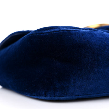 Gucci Velvet Matelasse Mini GG Marmont Shoulder Bag Cobalt Blue 8 of 9