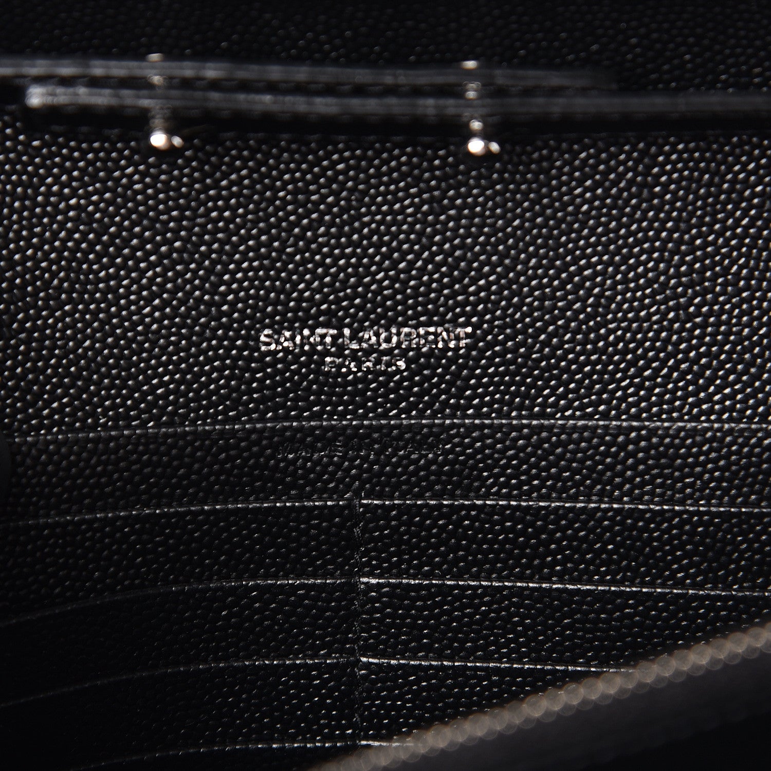Saint Laurent Grain De Poudre Matelasse Chevron Monogram Chain Wallet Black 6 of 10