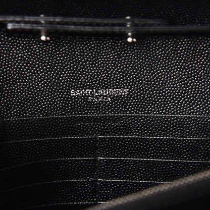 Saint Laurent Grain De Poudre Matelasse Chevron Monogram Chain Wallet Black 6 of 10