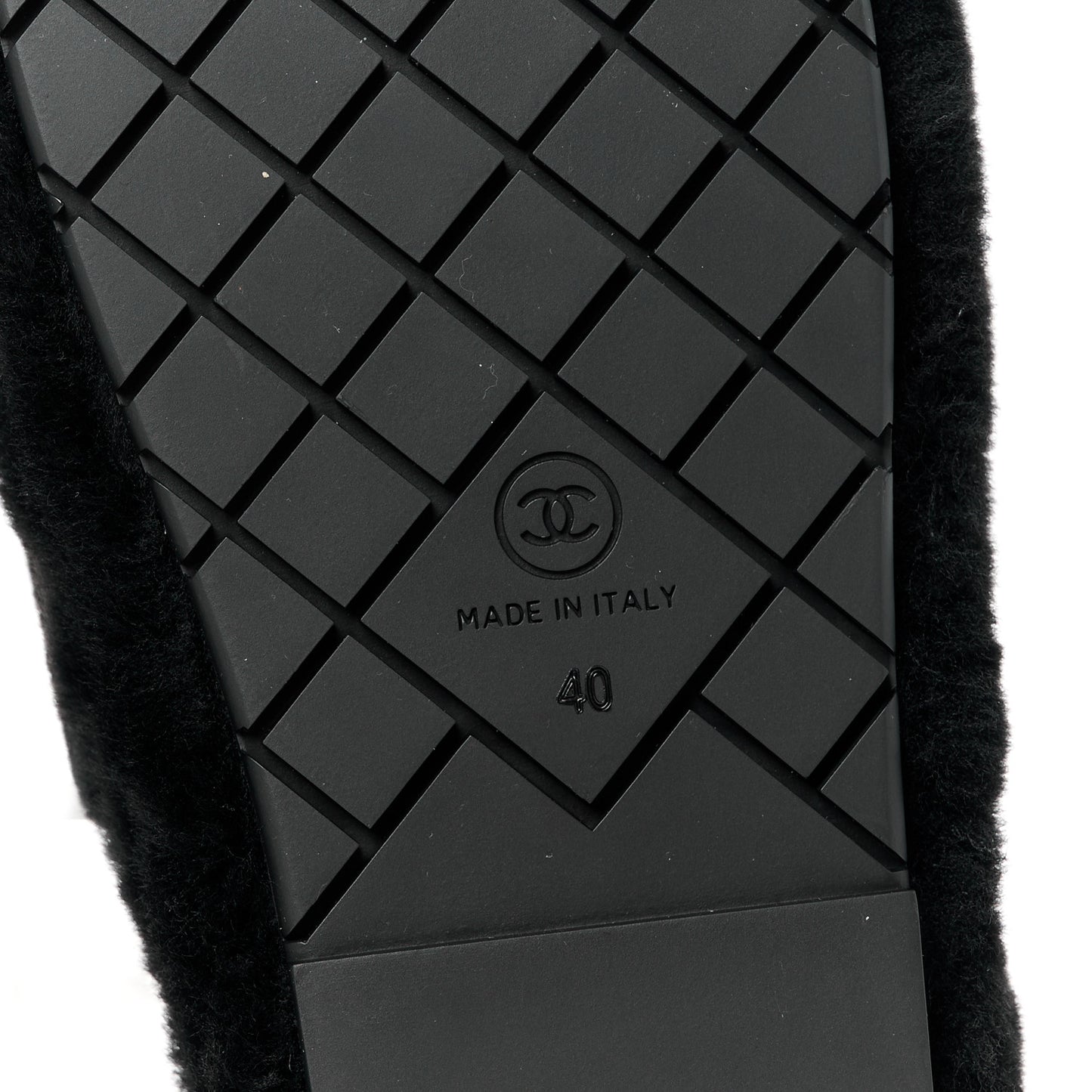 Shearling CC Flat Mules 40 Black
