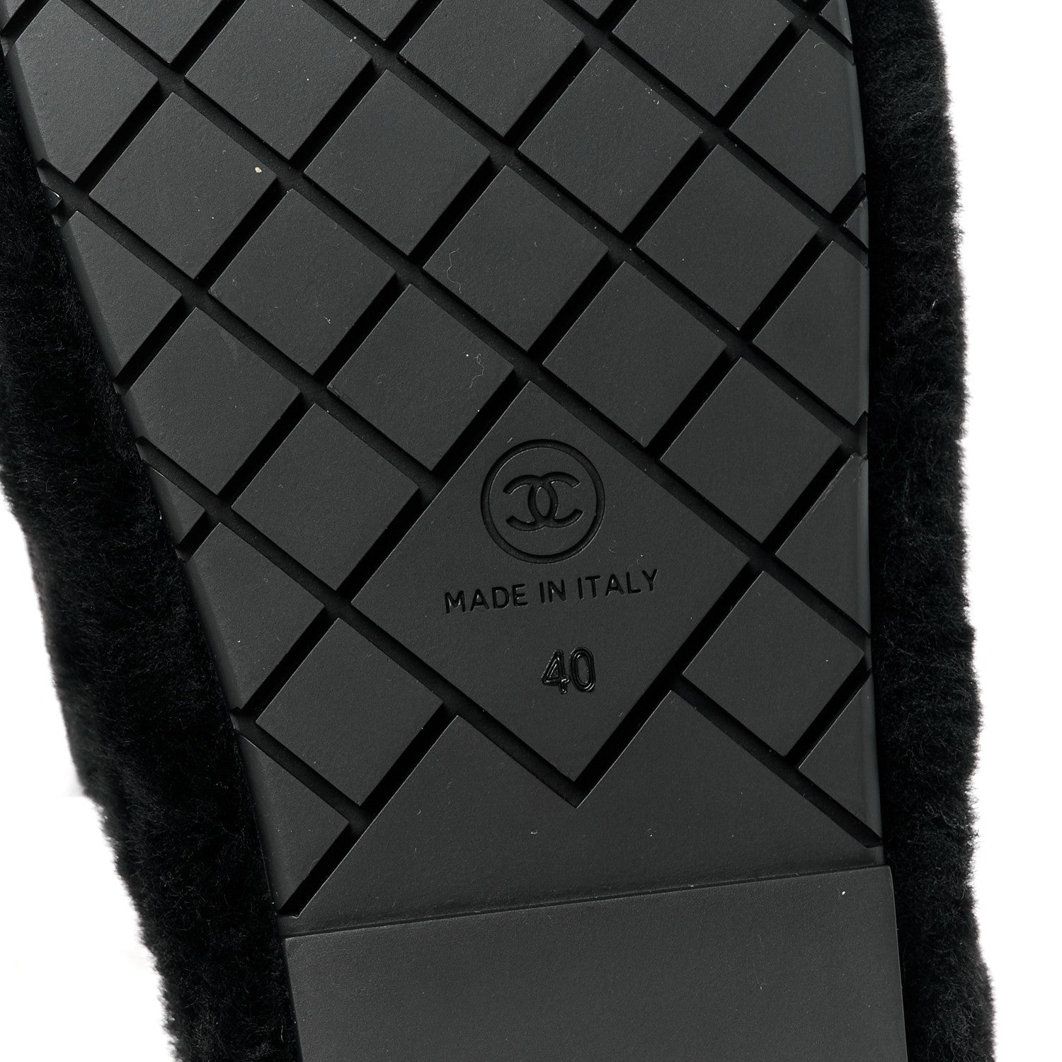 Chanel Shearling CC Flat Mules 40 Black 6 of 8