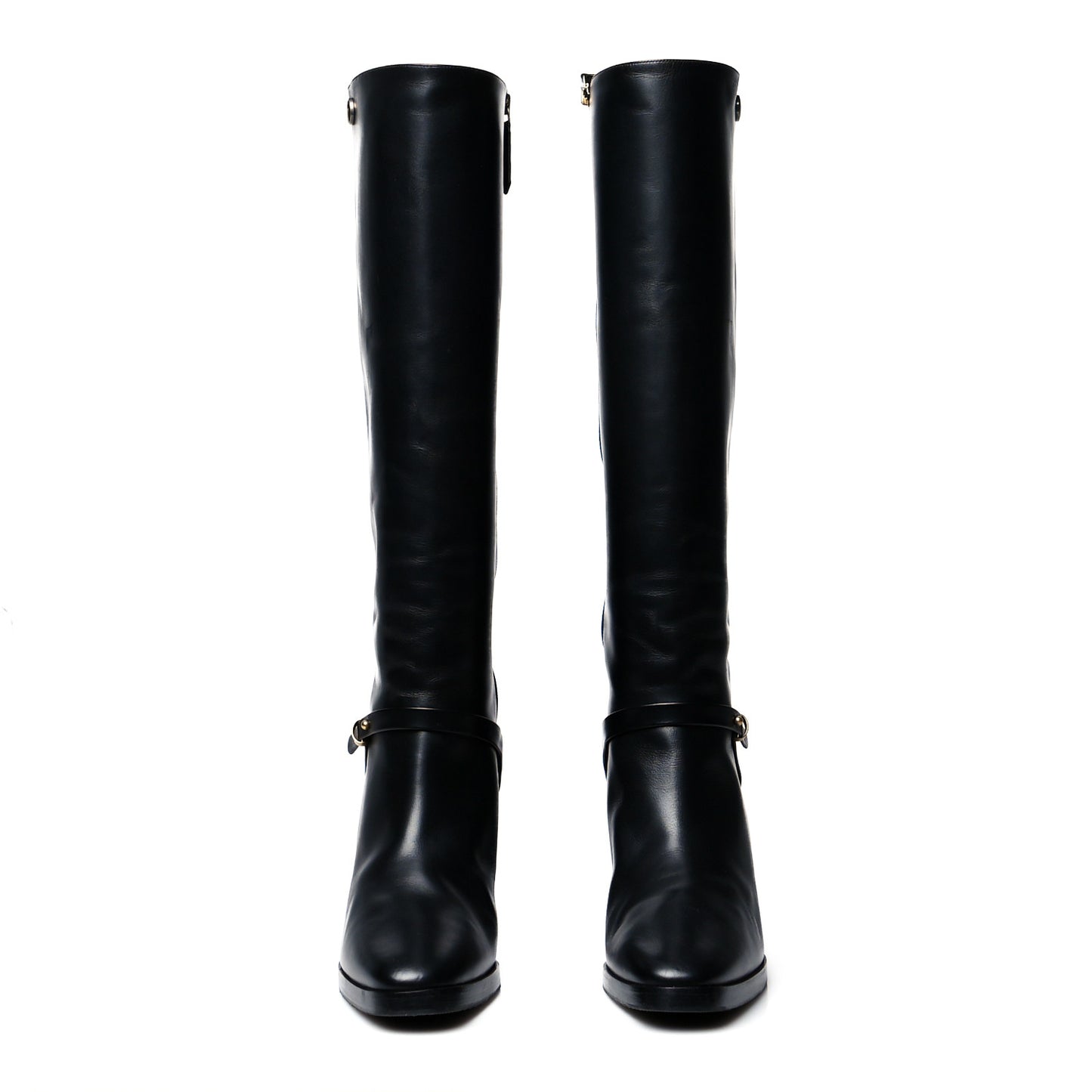 Calfskin Double G Knee High Boots 38 Black