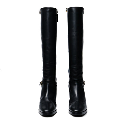 Gucci Calfskin Double G Knee High Boots 38 Black 2 of 7