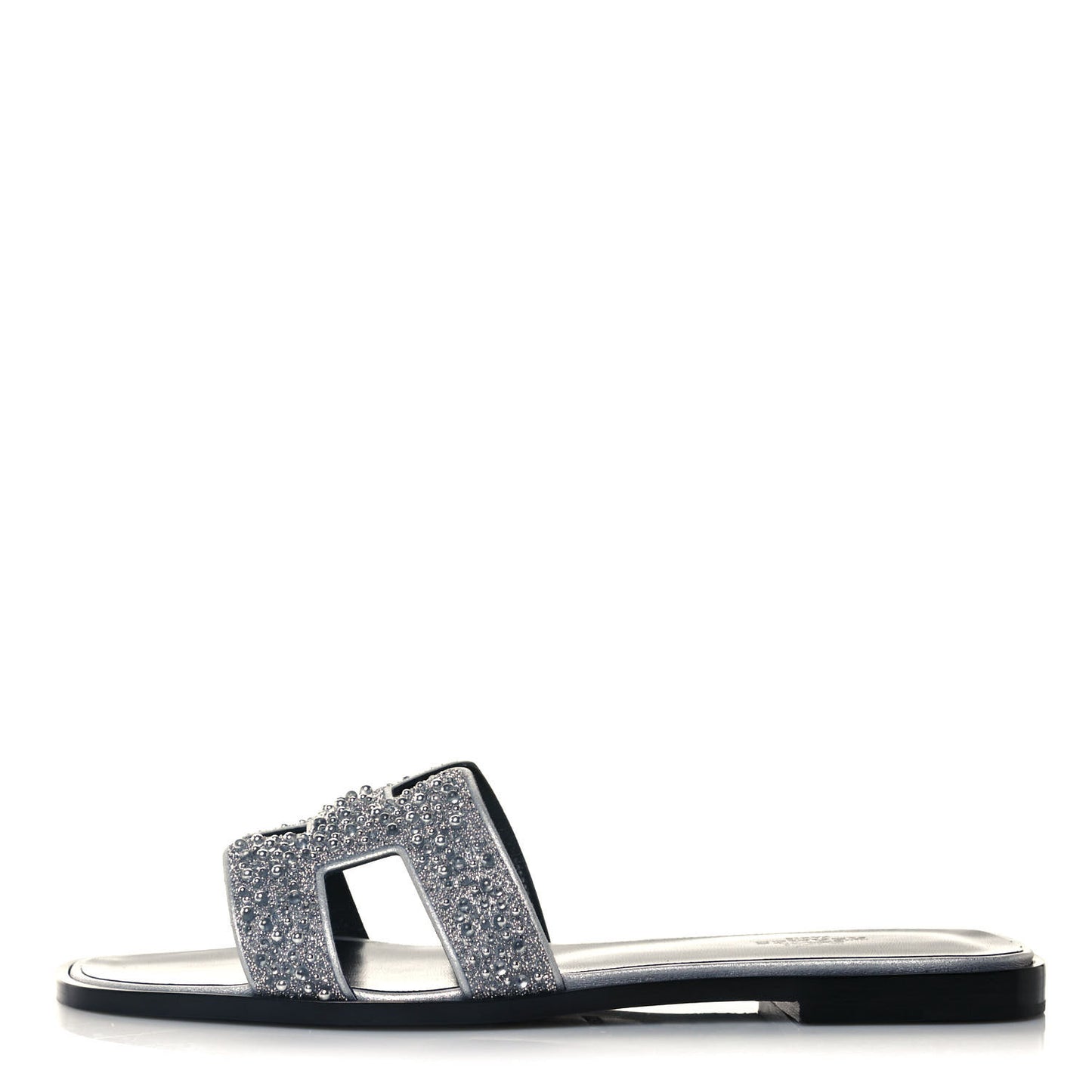 Velvet Goatskin Crystal Beads Oran Sandals 39.5 Gris Argente