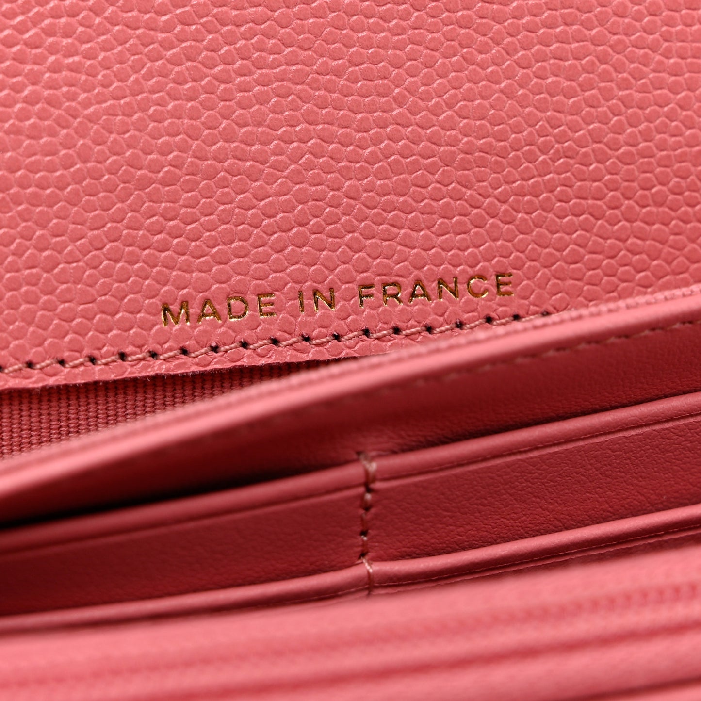 Caviar Quilted Long Flap Wallet Dark Pink