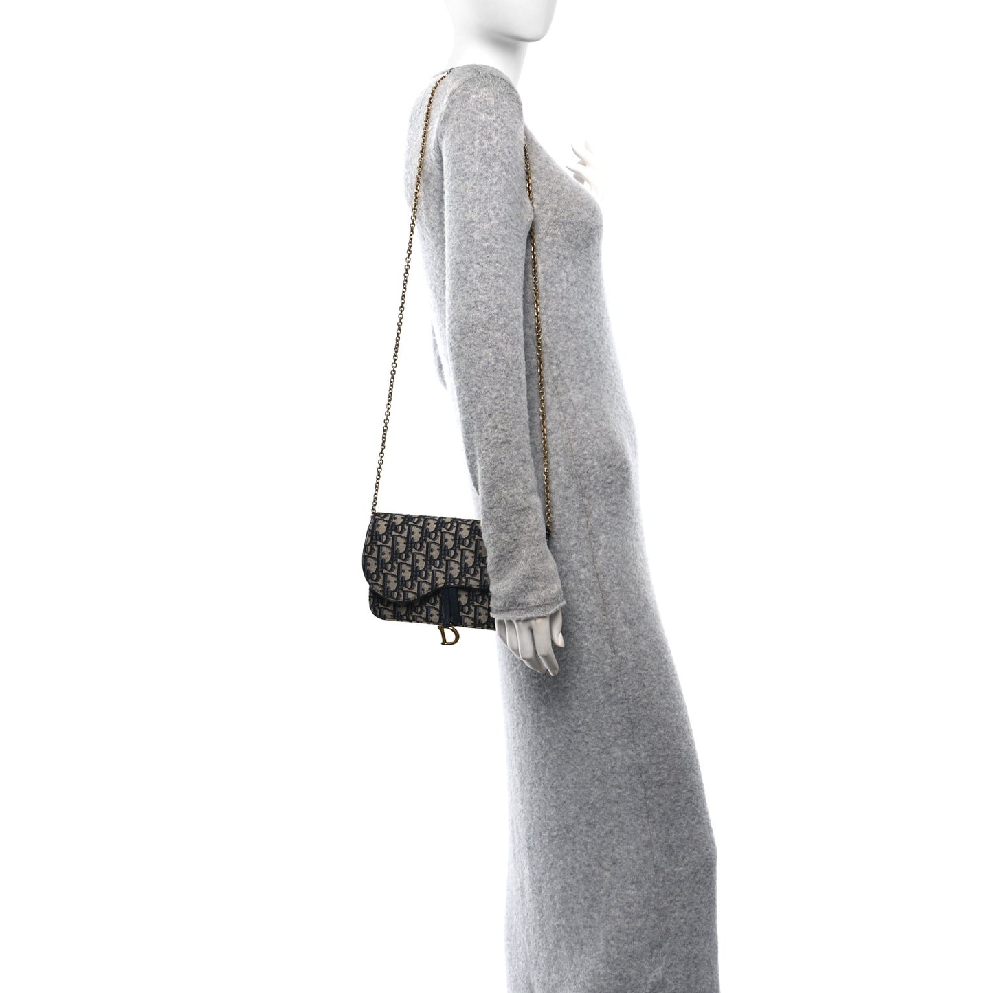 Oblique Saddle Chain Pouch Blue