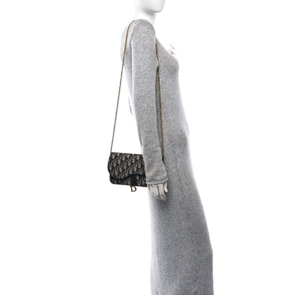 Christian Dior Oblique Saddle Chain Pouch Blue 2 of 10