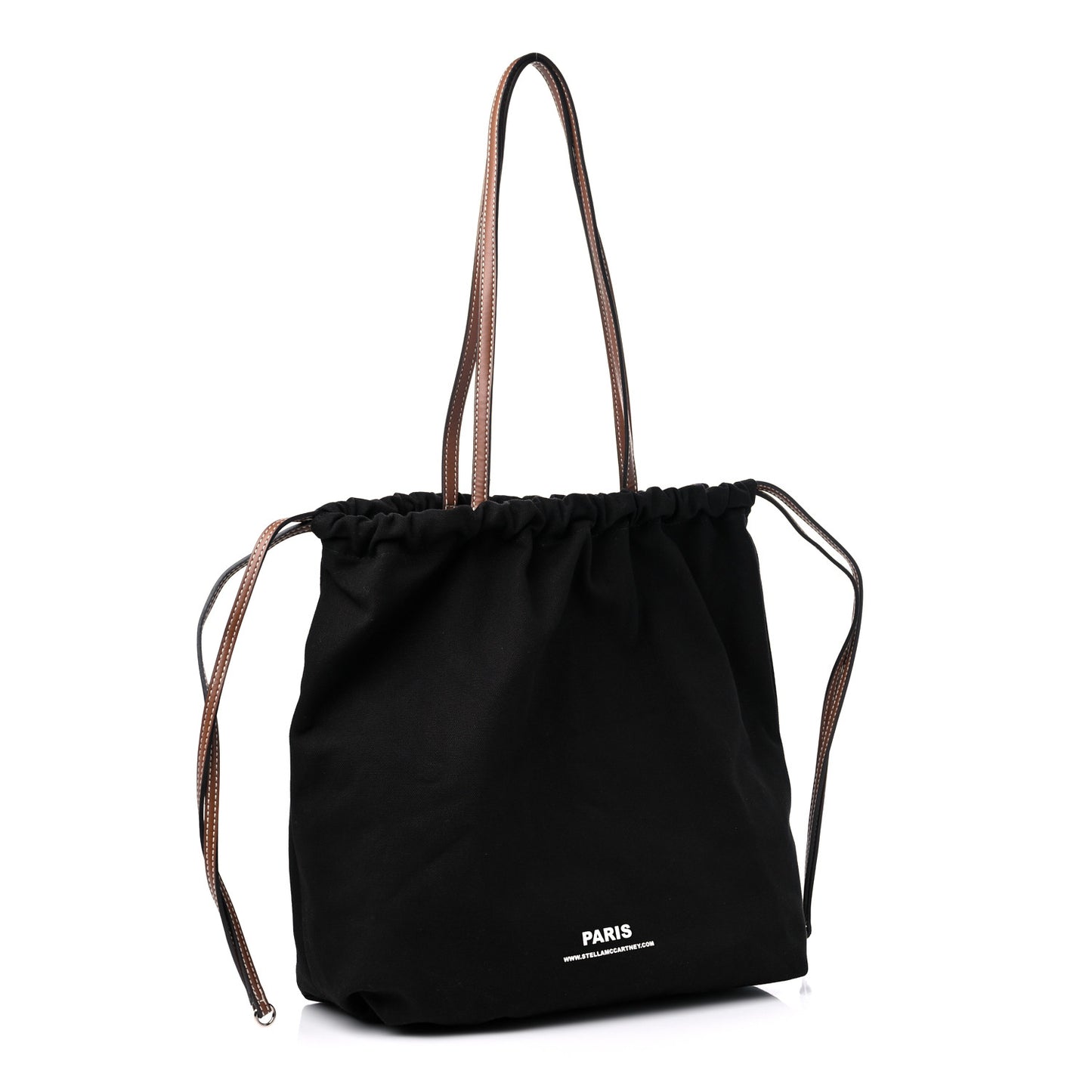 Canvas Printed Drawstring Tote Bag Black