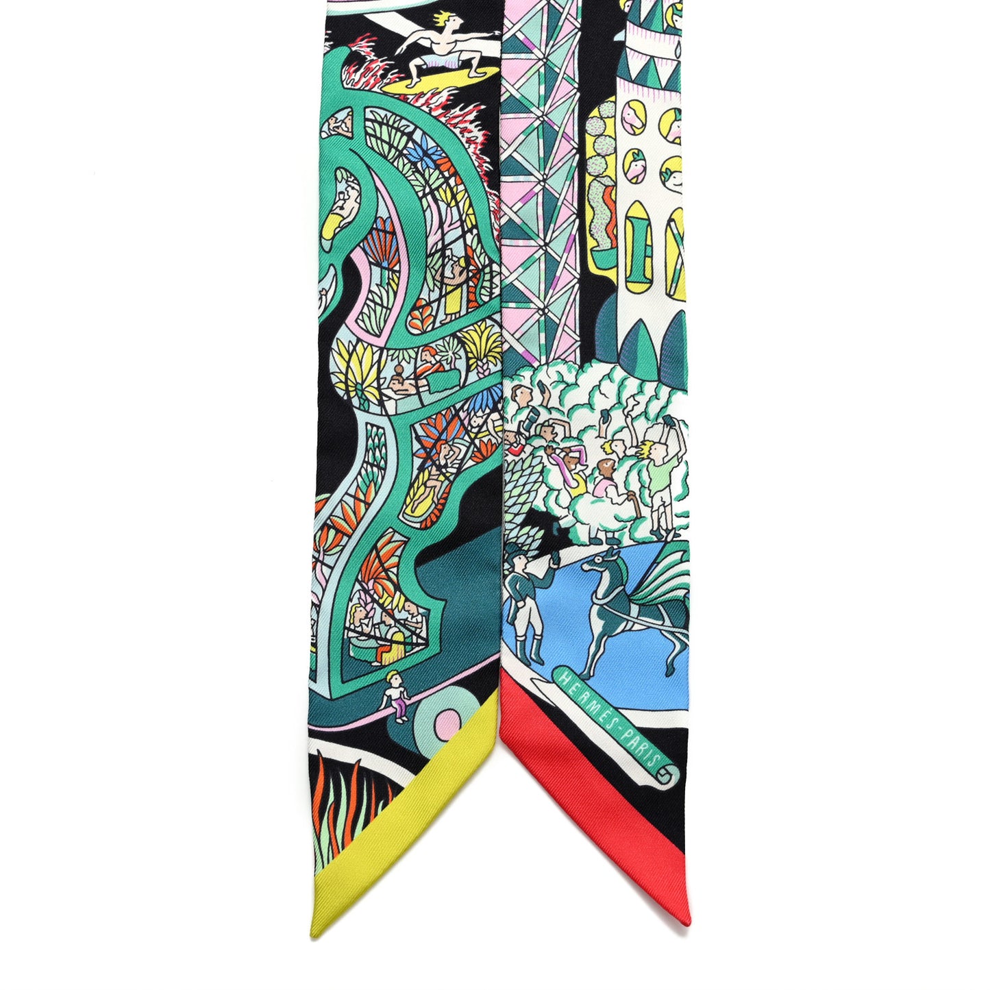 Silk Exposition Universelle Twilly Black Vert Rose