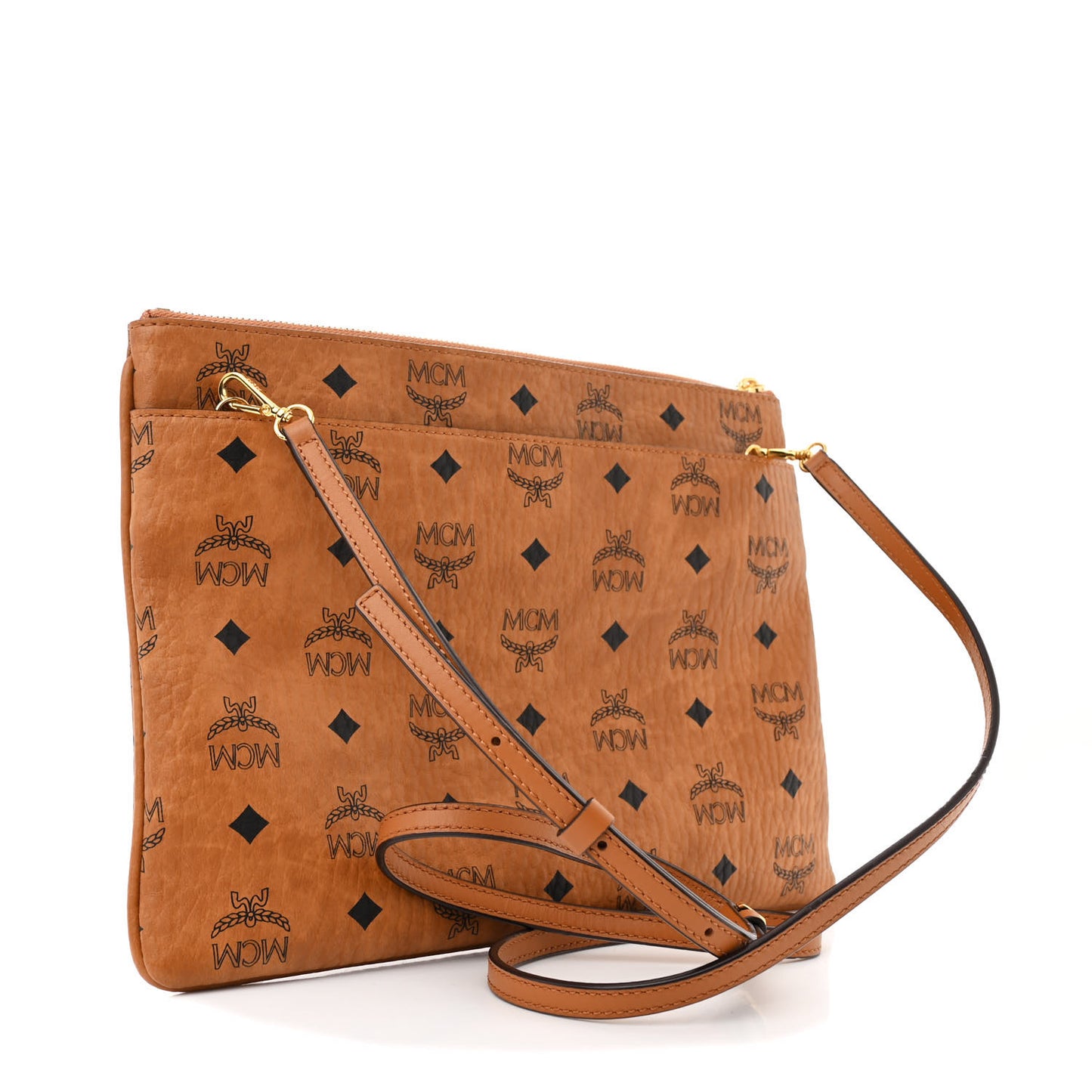 Visetos Medium Crossbody Pouch Cognac