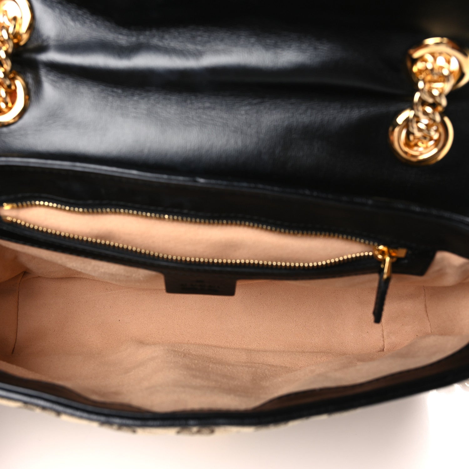 Gucci Monogram Matelasse Diagonal Small GG Marmont Shoulder Bag Beige Black 5 of 9