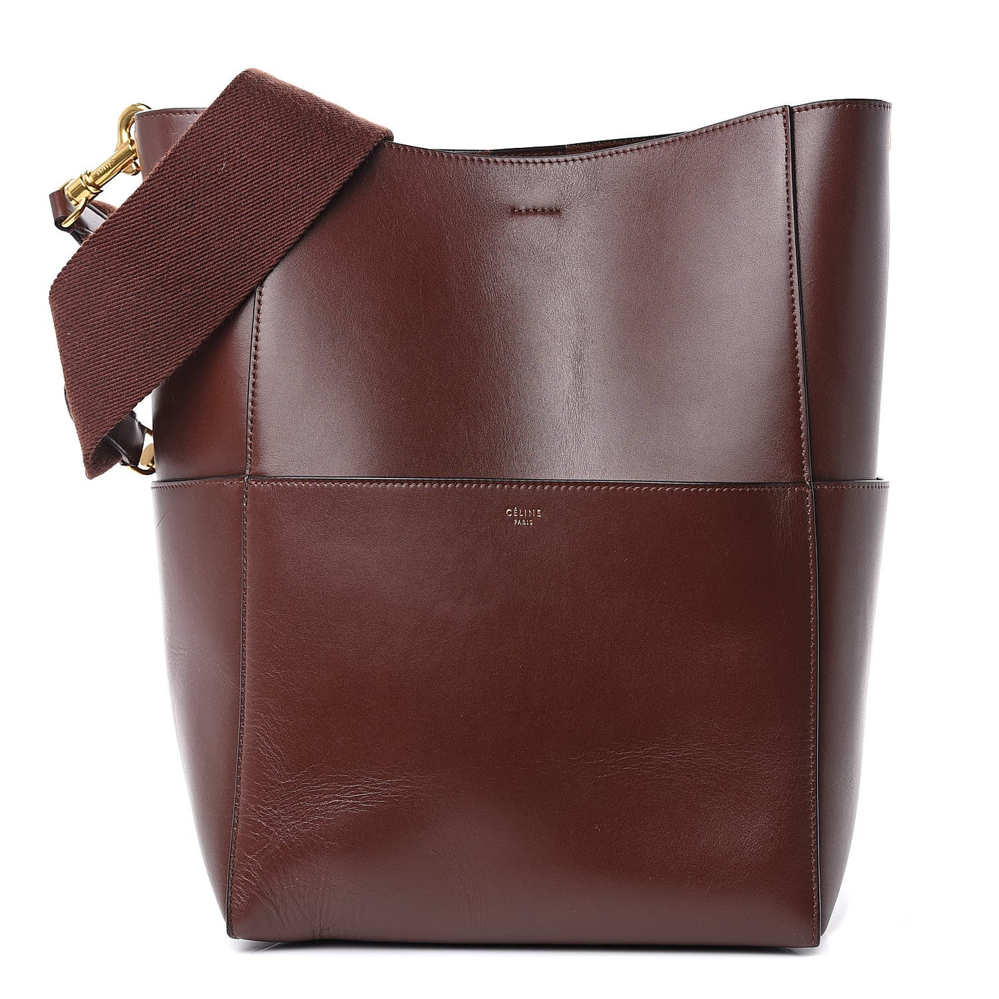 Supersoft Calfskin Sangle Bucket Bag Burgundy