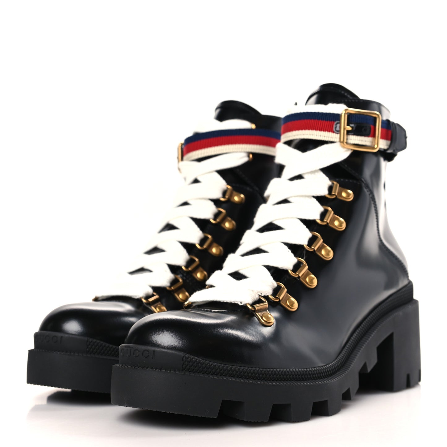 Calfskin Sylvie Web Womens Lace Up Combat Boots 39 Black