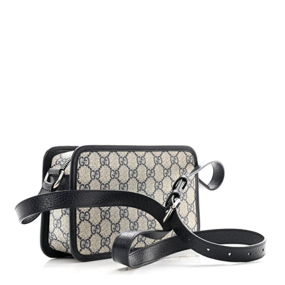 Gucci GG Supreme Monogram Textured Dollar Calfskin Mini Retro Interlocking G Shoulder Bag Beige Blue 3 of 10