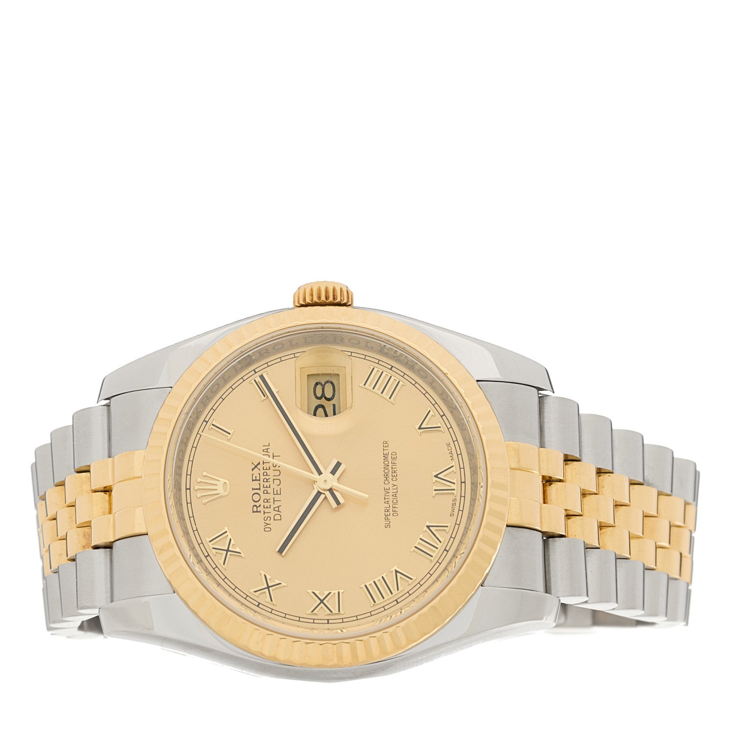 Rolex Stainless Steel 18K Yellow Gold 36mm Oyster Perpetual Datejust Watch Champagne Roman 116233 2 of 4