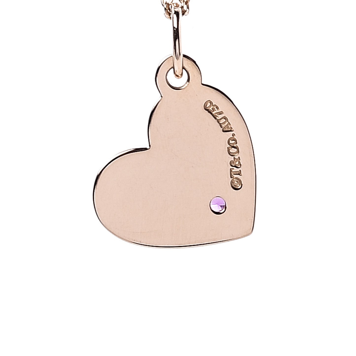 18K Rose Gold Pink Sapphire Heart Tag Pendant Necklace
