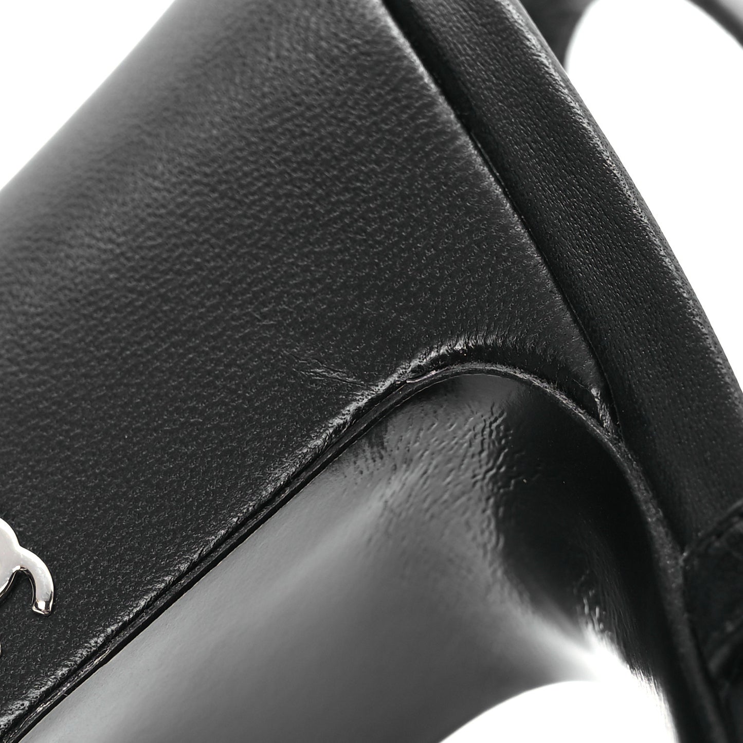 Lambskin Cap Toe CC Slingback Sandals 39.5 Black Dark Grey