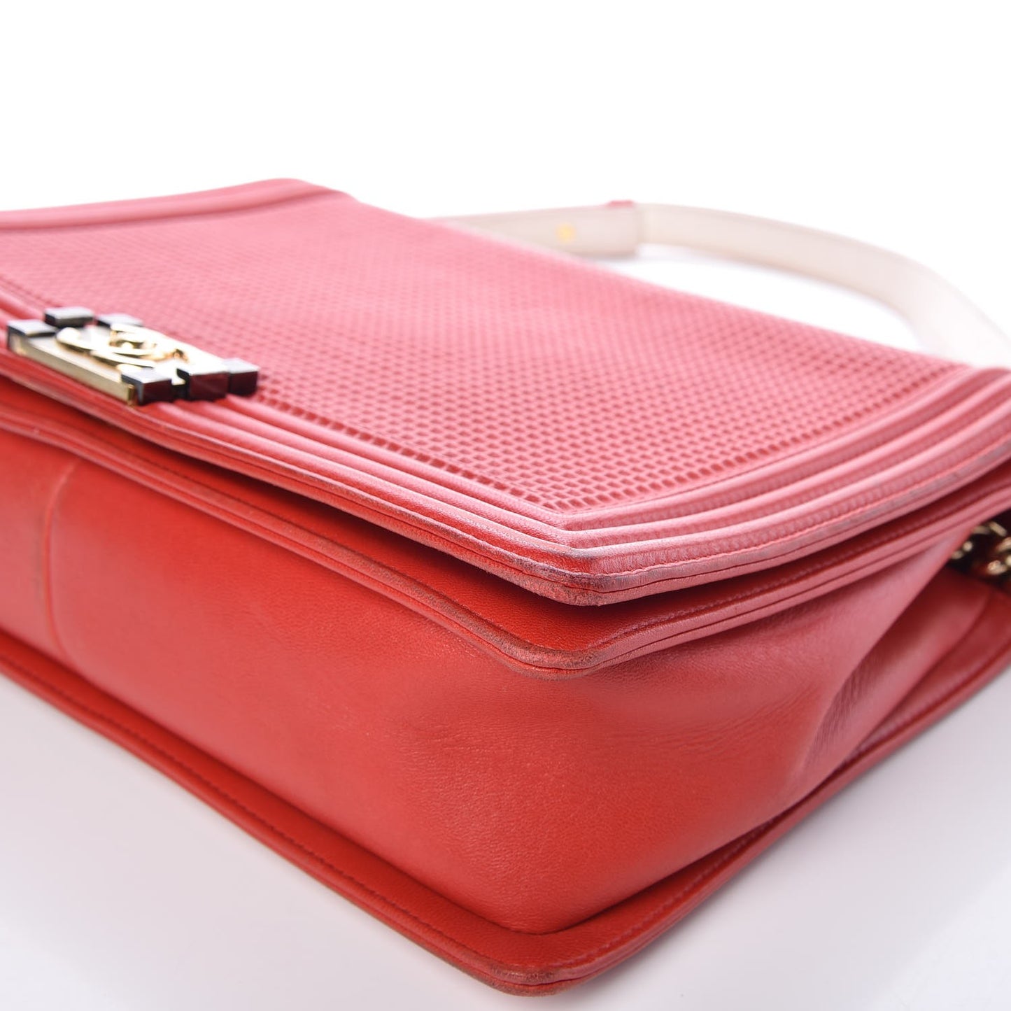 Lambskin Square Quilted Large Boy Cube Flap Red