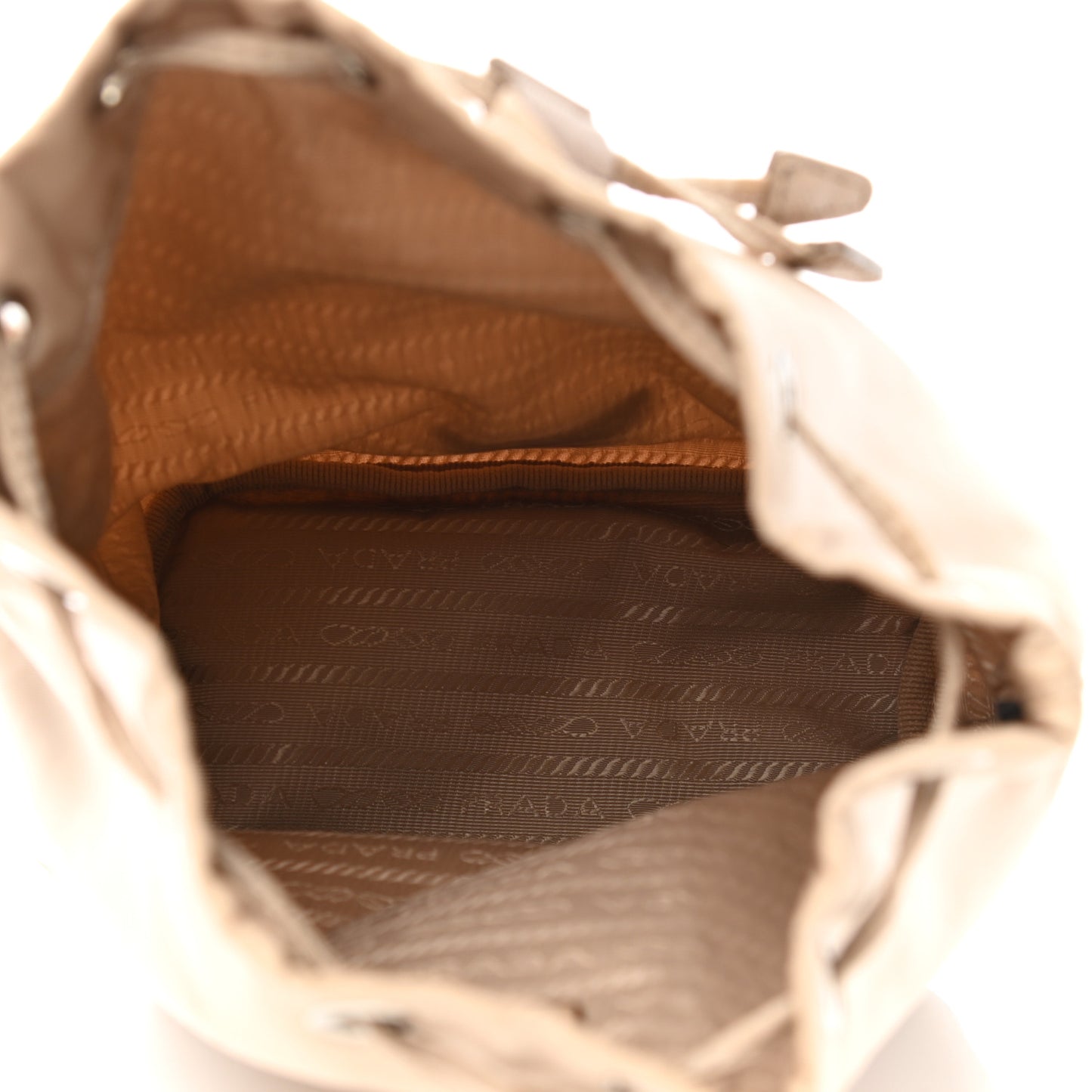 Saffiano Tessuto Nylon Vela Bucket Wristlet Cammeo