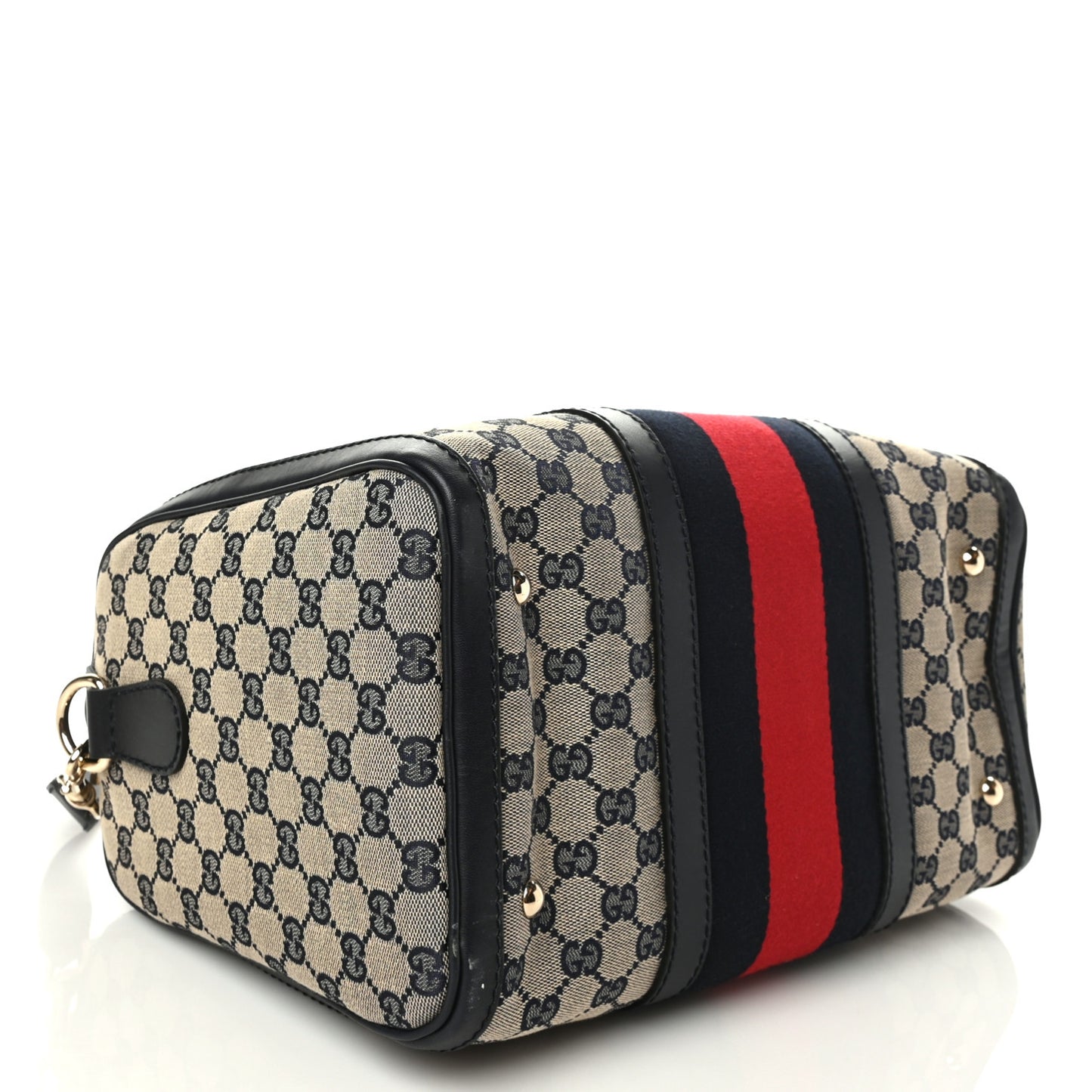 Monogram Selleria Calfskin Vintage Web Medium Boston Beige Blue