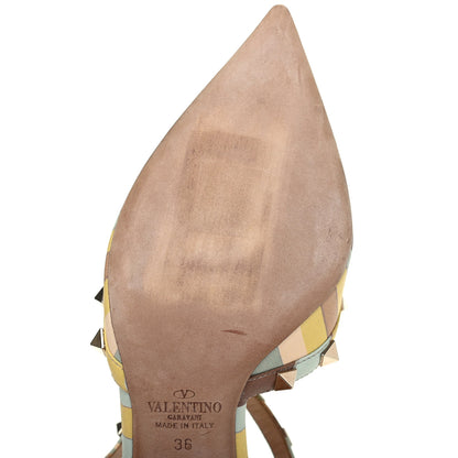 Valentino Garavani Nappa Native Couture 1975 Rockstud Ankle Strap Low Heel Pumps 36 Multicolor 9 of 13