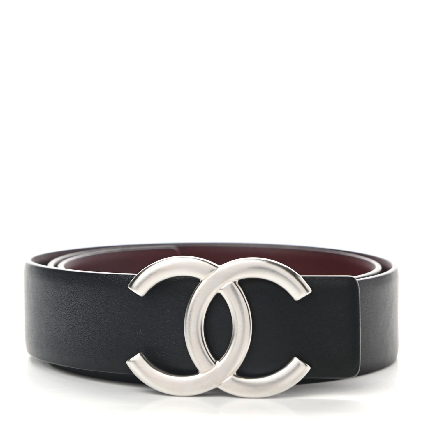 Calfskin CC Reversible Belt 75 Black Burgundy