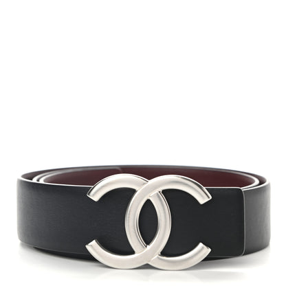 Chanel Calfskin CC Reversible Belt 75 Black Burgundy 1 of 6