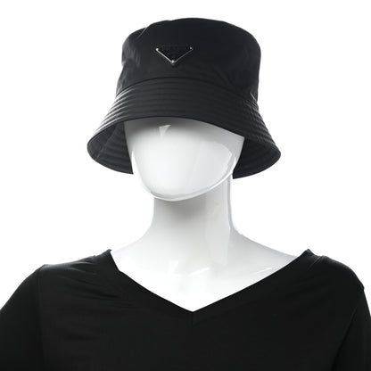 Prada Re-Nylon Metal Triangle Logo Mens Bucket Hat S Black 2 of 7