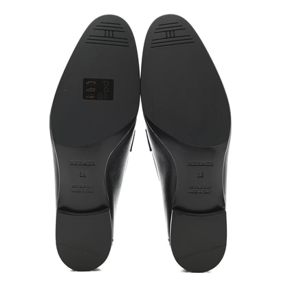 Hermes Goatskin Womens Paris Loafers 38 Black 5 of 10