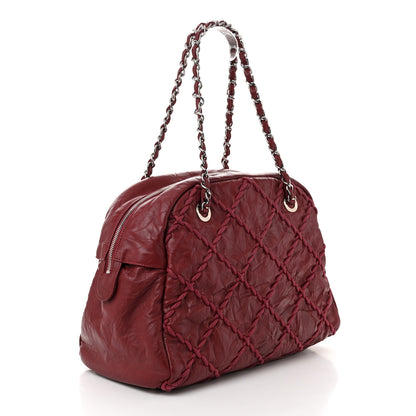 Chanel Crinkled Calfskin Ultra Stitch Bowling Bag Red 3 of 11