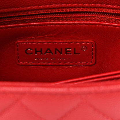 Chanel Caviar Lizard Embossed Quilted Mini Coco Handle Flap Red 6 of 11