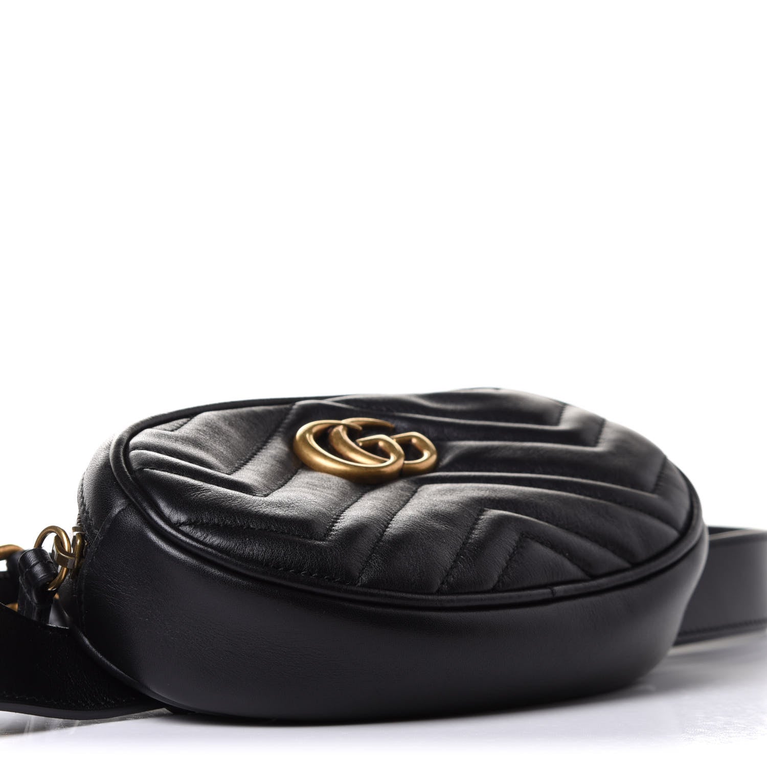 Gucci Calfskin Matelasse GG Marmont Belt Bag 75 30 Black 4 of 10