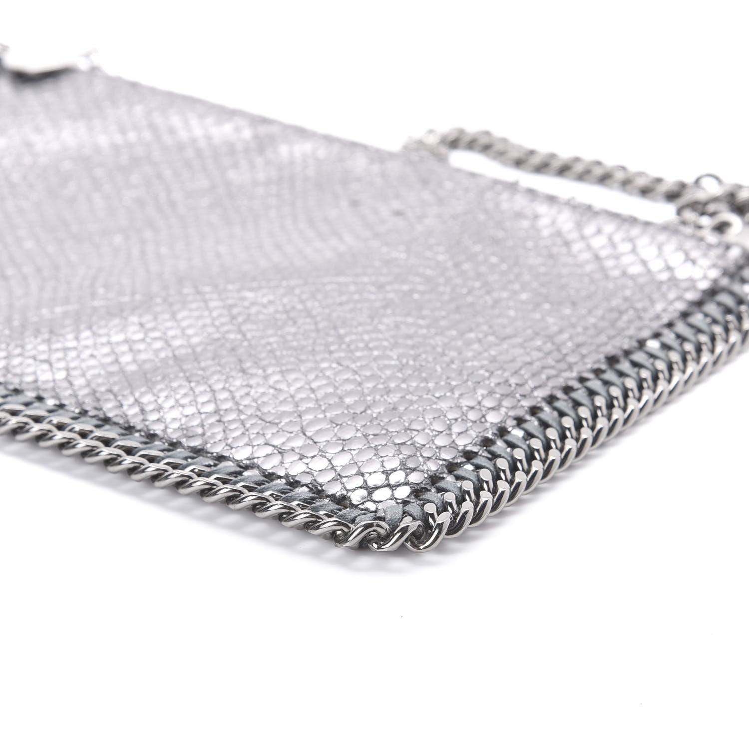 Stella McCartney Metallic Snake Print Falabella Pochette Ruthenium 7 of 9