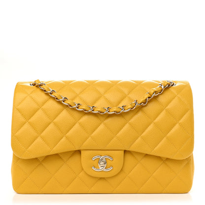 Chanel Caviar Quilted Jumbo Double Flap Yellow 1 of 11