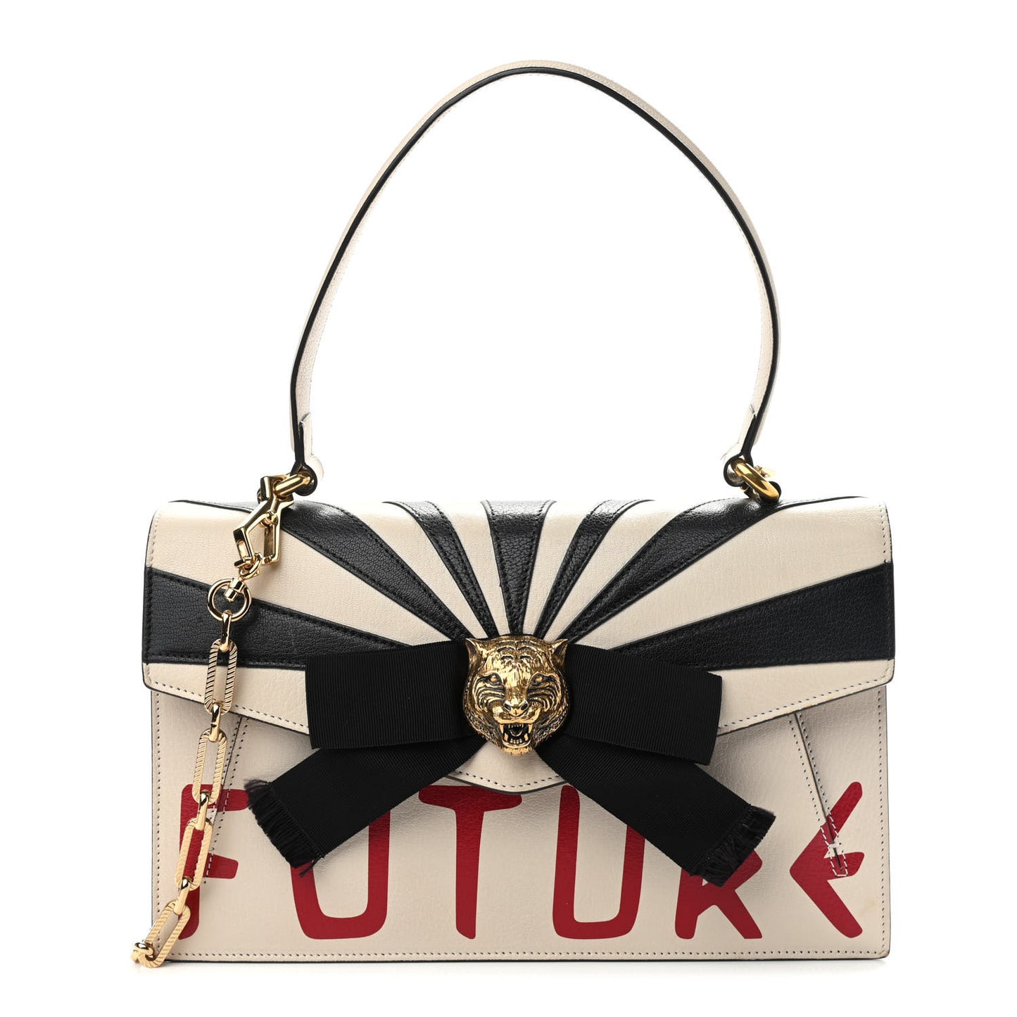 Calfskin Osiride Future Top Handle Bag Mystic White Hibiscus Red Black