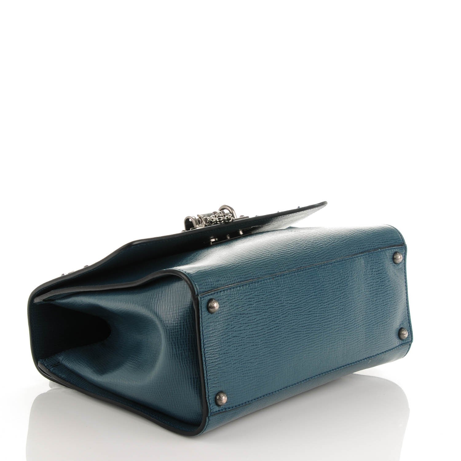 Dolce & Gabbana Calfskin Studded Medium Monica Lock Top Handle Bag Blue 4 of 7