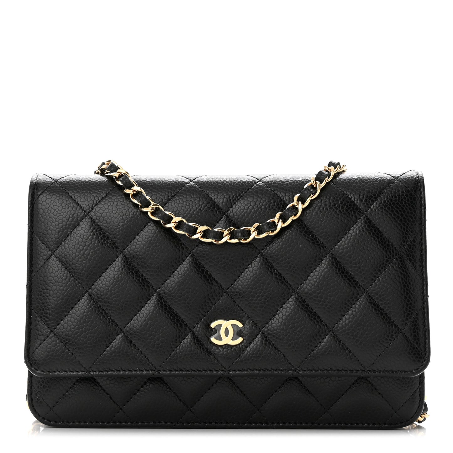 Caviar Quilted Wallet on Chain WOC Black