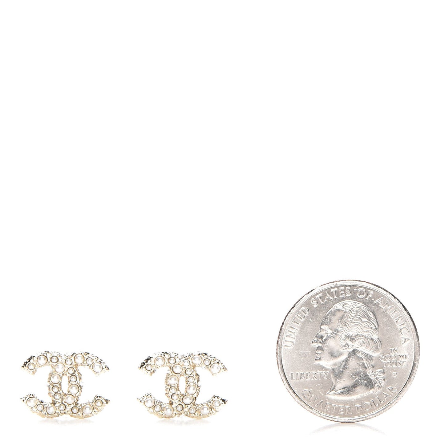 Crystal Pearl CC Earrings Light Gold
