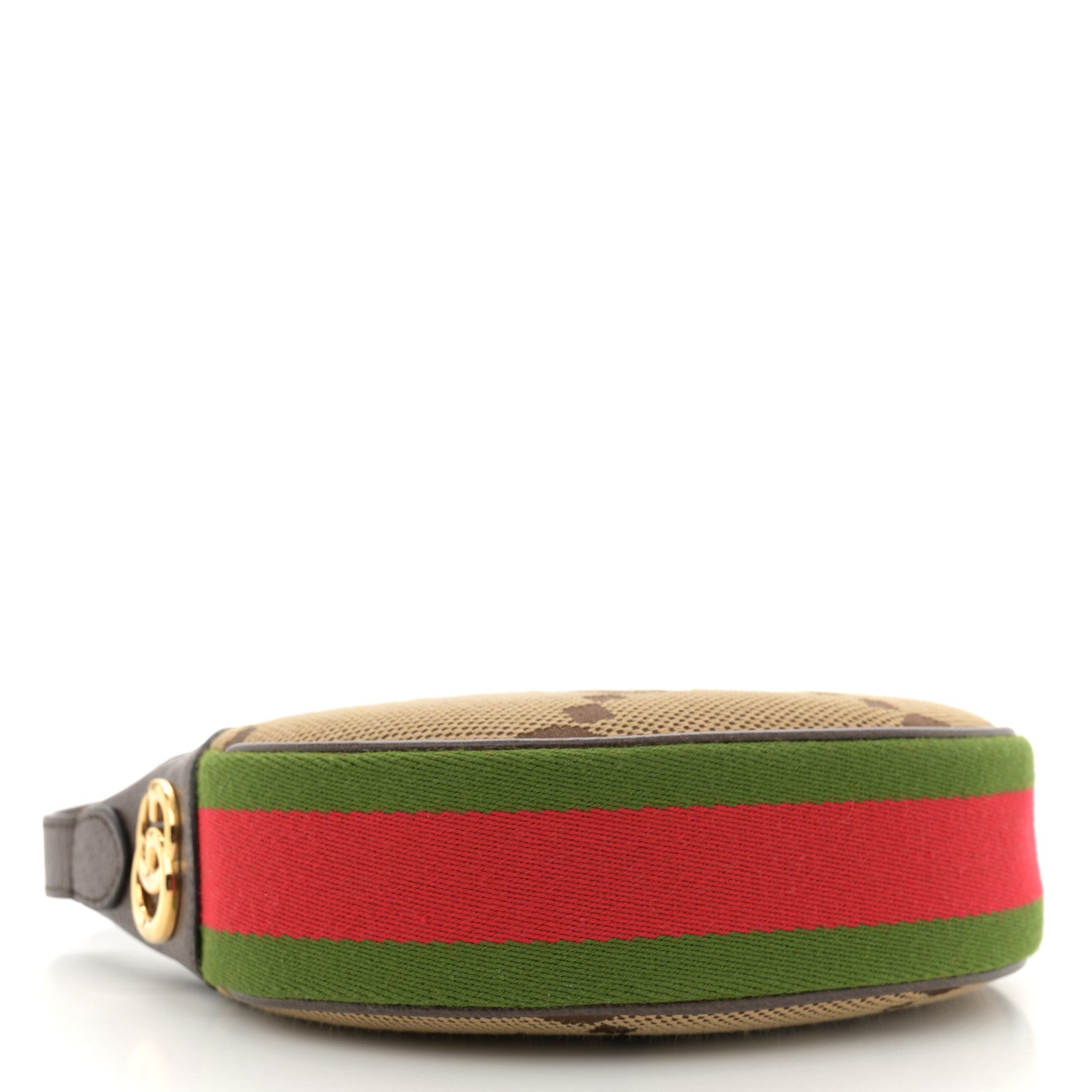 Gucci Monogram Jumbo GG Textured Dollar Calfskin Web Mini Ophidia Half Moon Hobo Camel Ebony New Acero 4 of 12