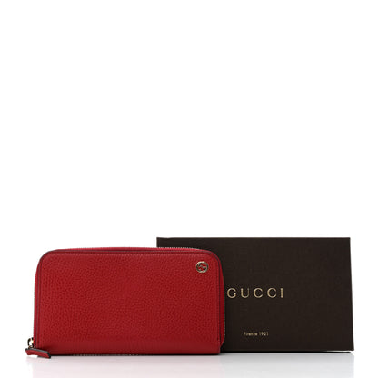 Gucci Dollar Calfskin GG Zip Around Wallet Red 8 of 8