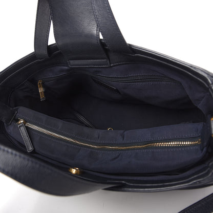 Chanel Calfskin Stitched Large Straight Lines Shopping Tote Navy 5 of 10