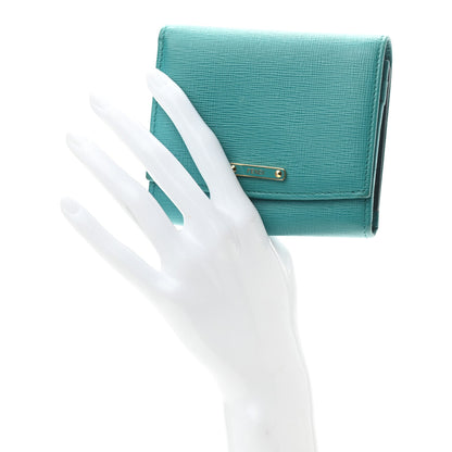Fendi Vitello Elite Bi-Color Compact Wallet Lago Oceano 2 of 9