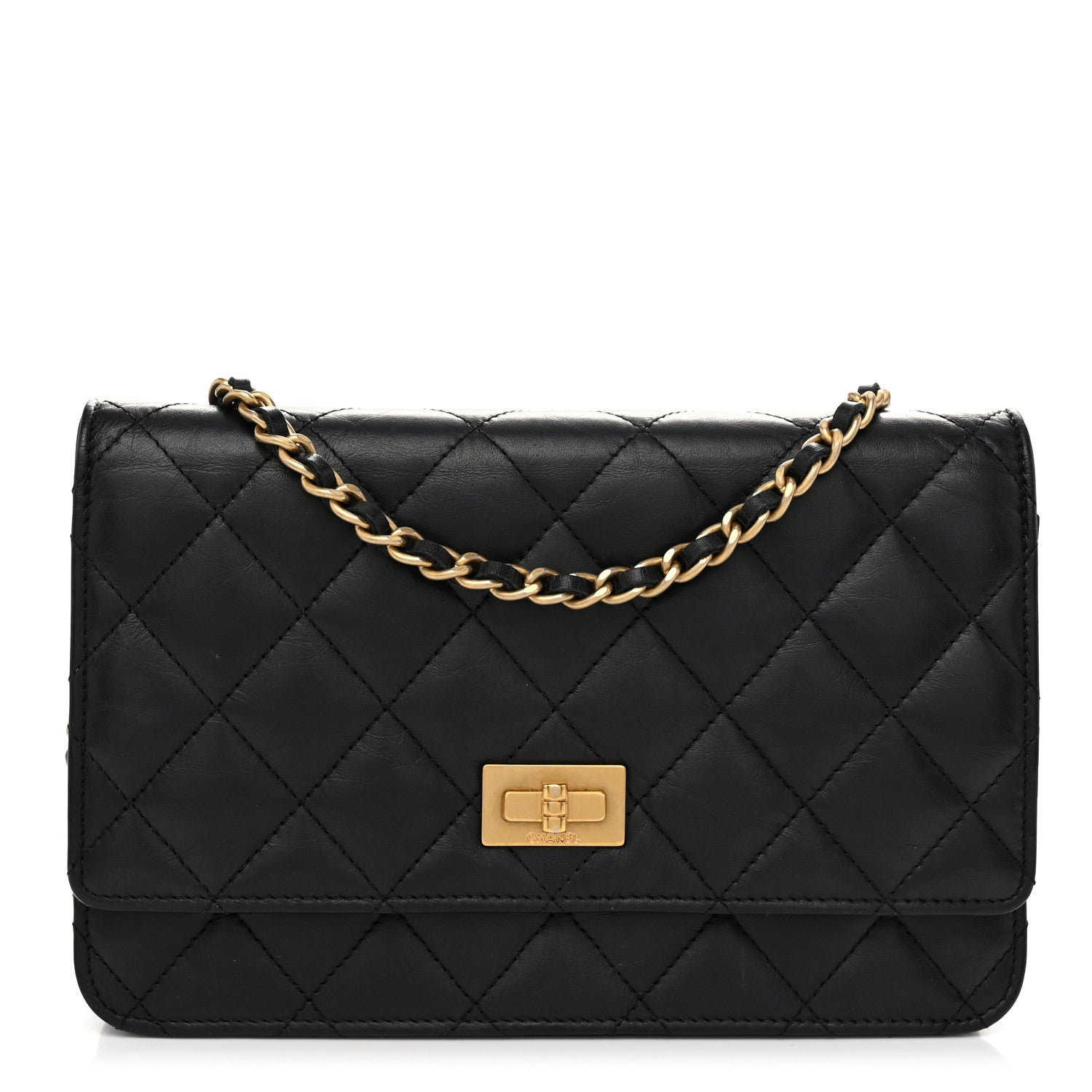 Chanel Aged Calfskin Quilted Reissue Wallet On Chain WOC Black 1 of 11