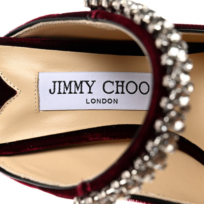 Jimmy Choo Velvet Crystal Bing 100 Pumps 40 Burgundy 7 of 8