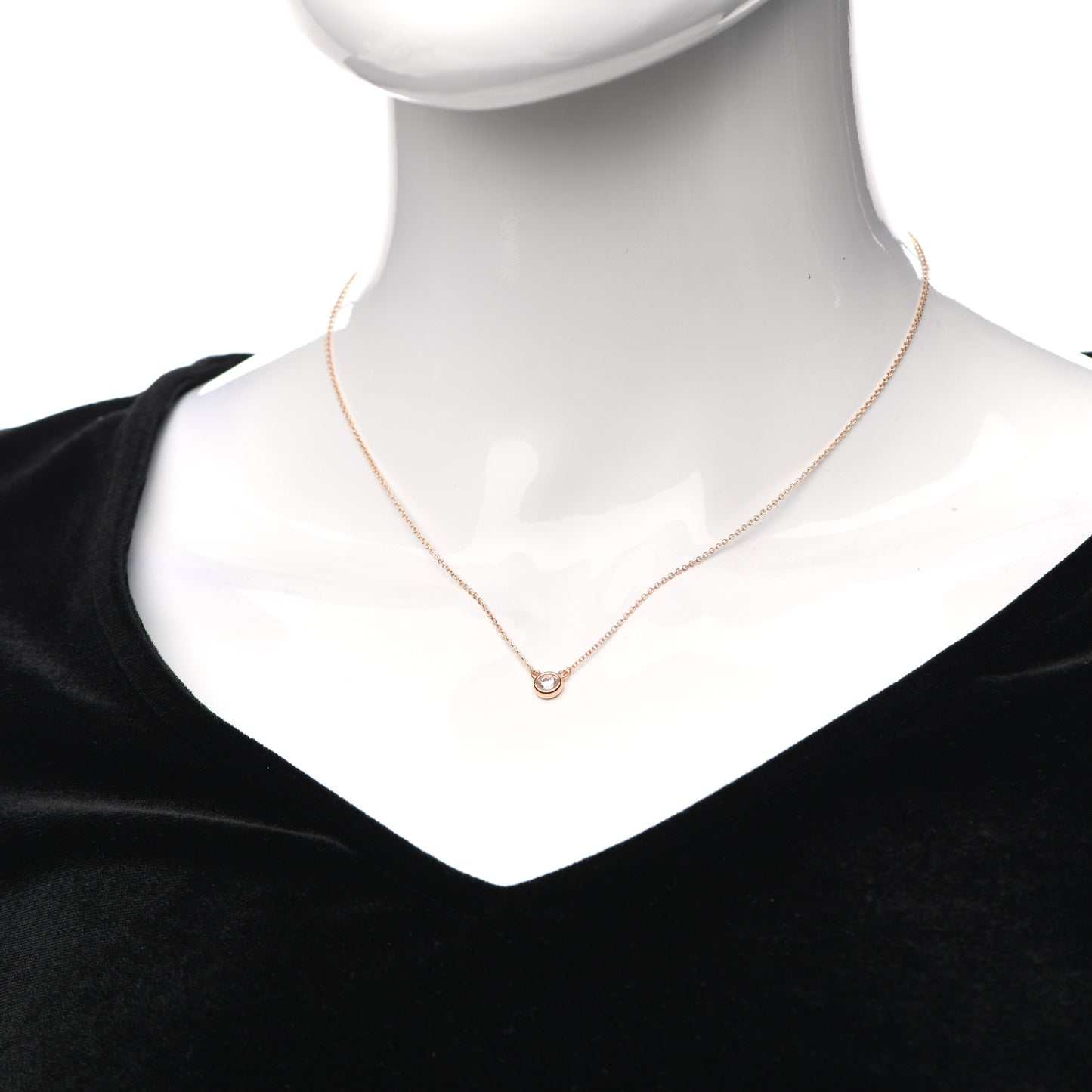 18K Rose Gold Diamond .17ct Elsa Peretti Diamonds by the Yard Pendant Necklace