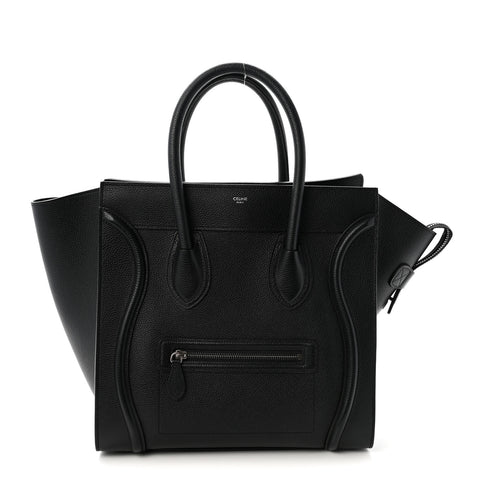 Drummed Calfskin Mini Luggage Black